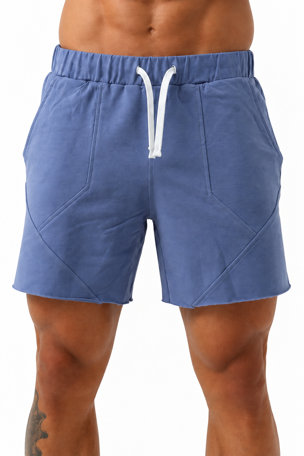 Men's Running Shorts Lightweight Fabric Flexible Fit, Blue, fabric close-up