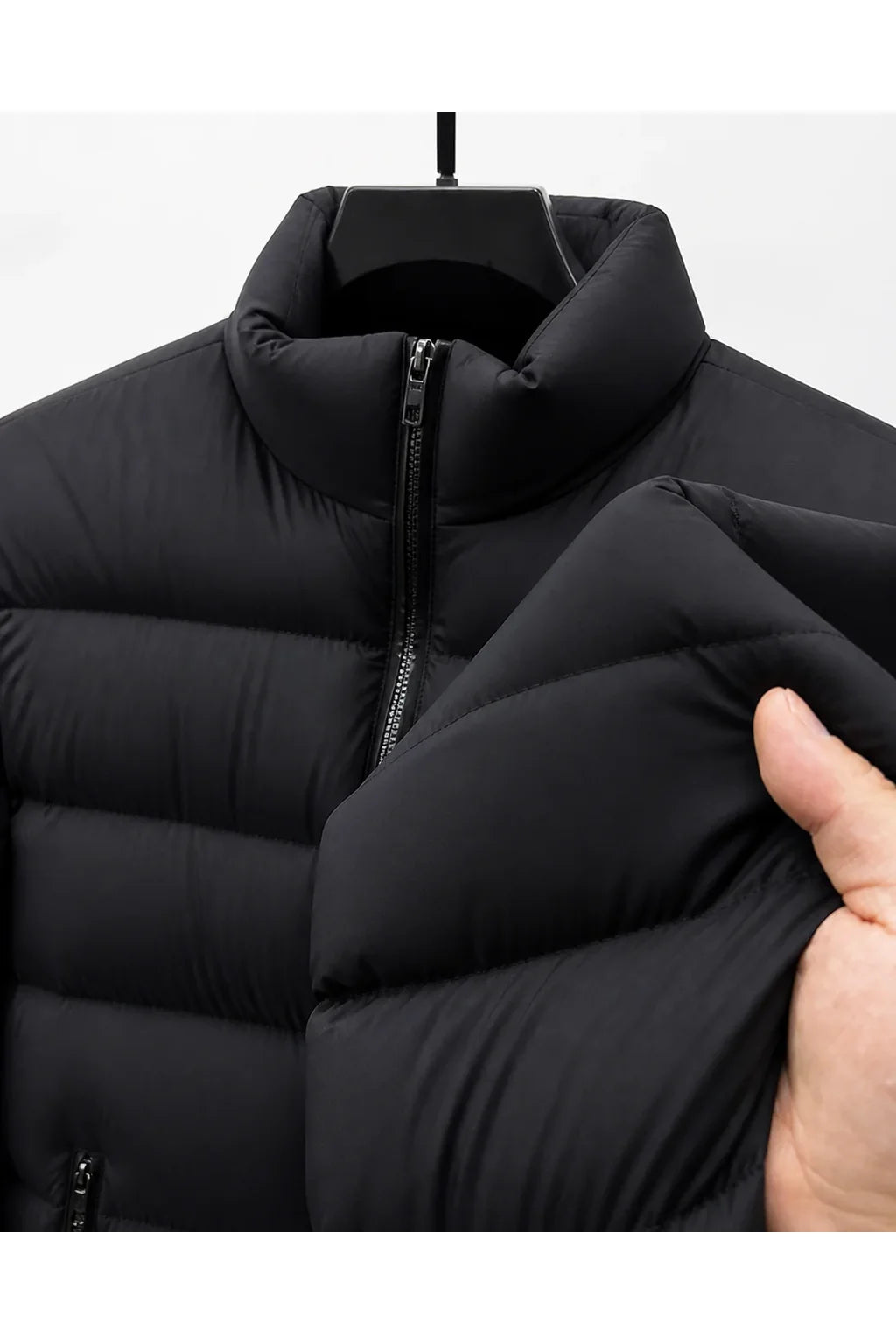 Men's quilted puffer jacket, fabric and insulation detail