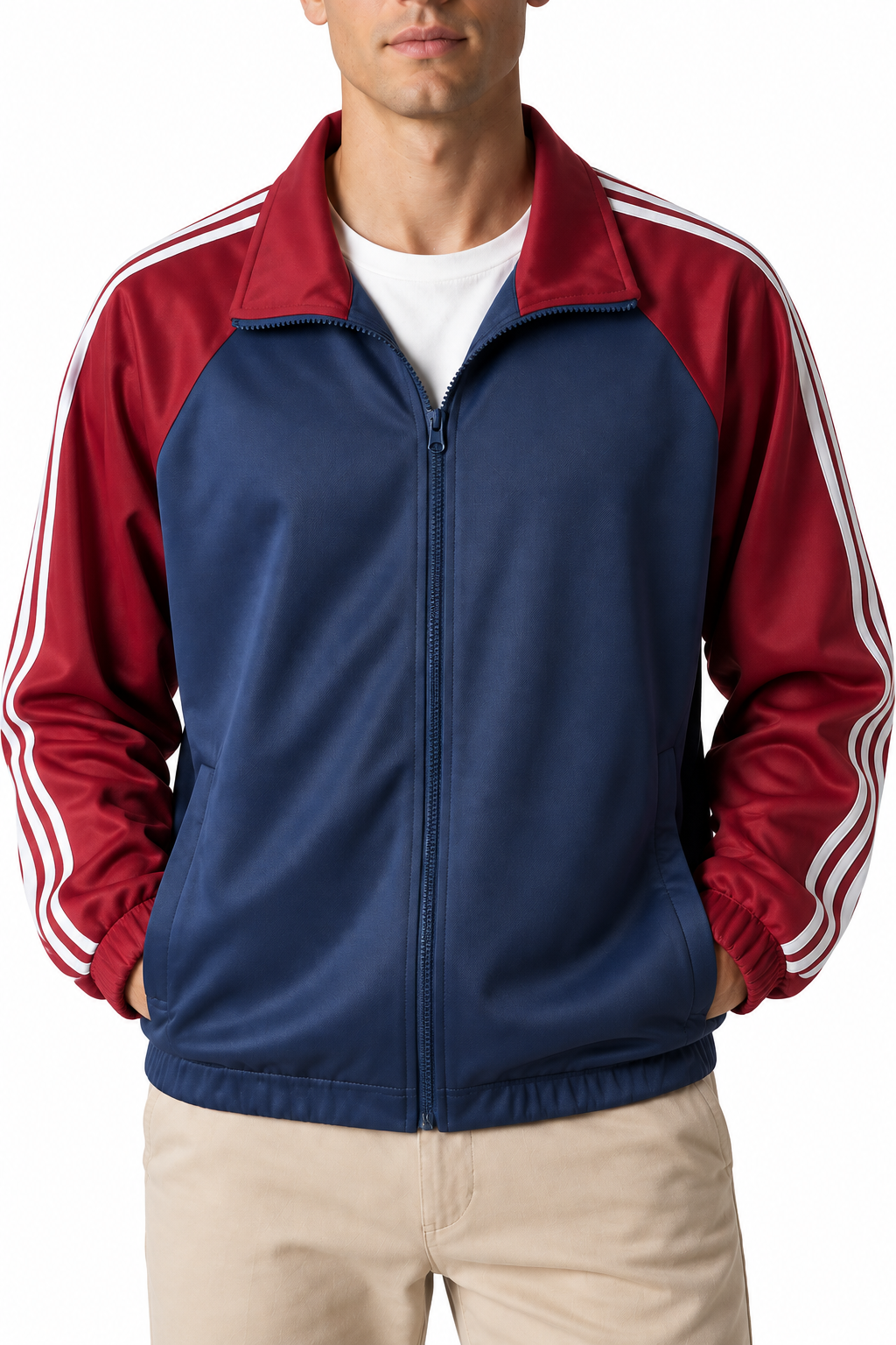 Ventorino Men's Field Jacket Multiple Pockets Casual Fit | Ventorino in Red — garment and fabric detail