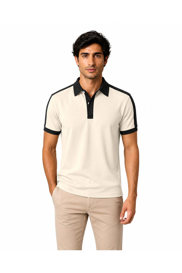 Preston | Contrast-Trim Business Polo - Apricot - front - group 1