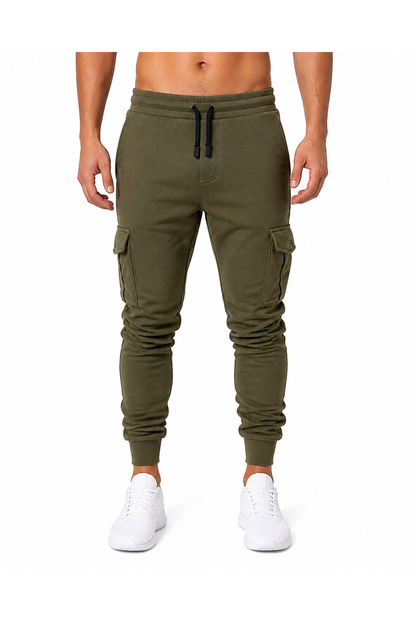 Maurice | Tapered Athletic Joggers - Army Green - front - group 1