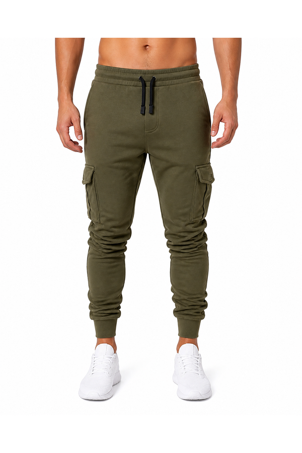Maurice | Tapered Athletic Joggers - Army Green - front - group 1