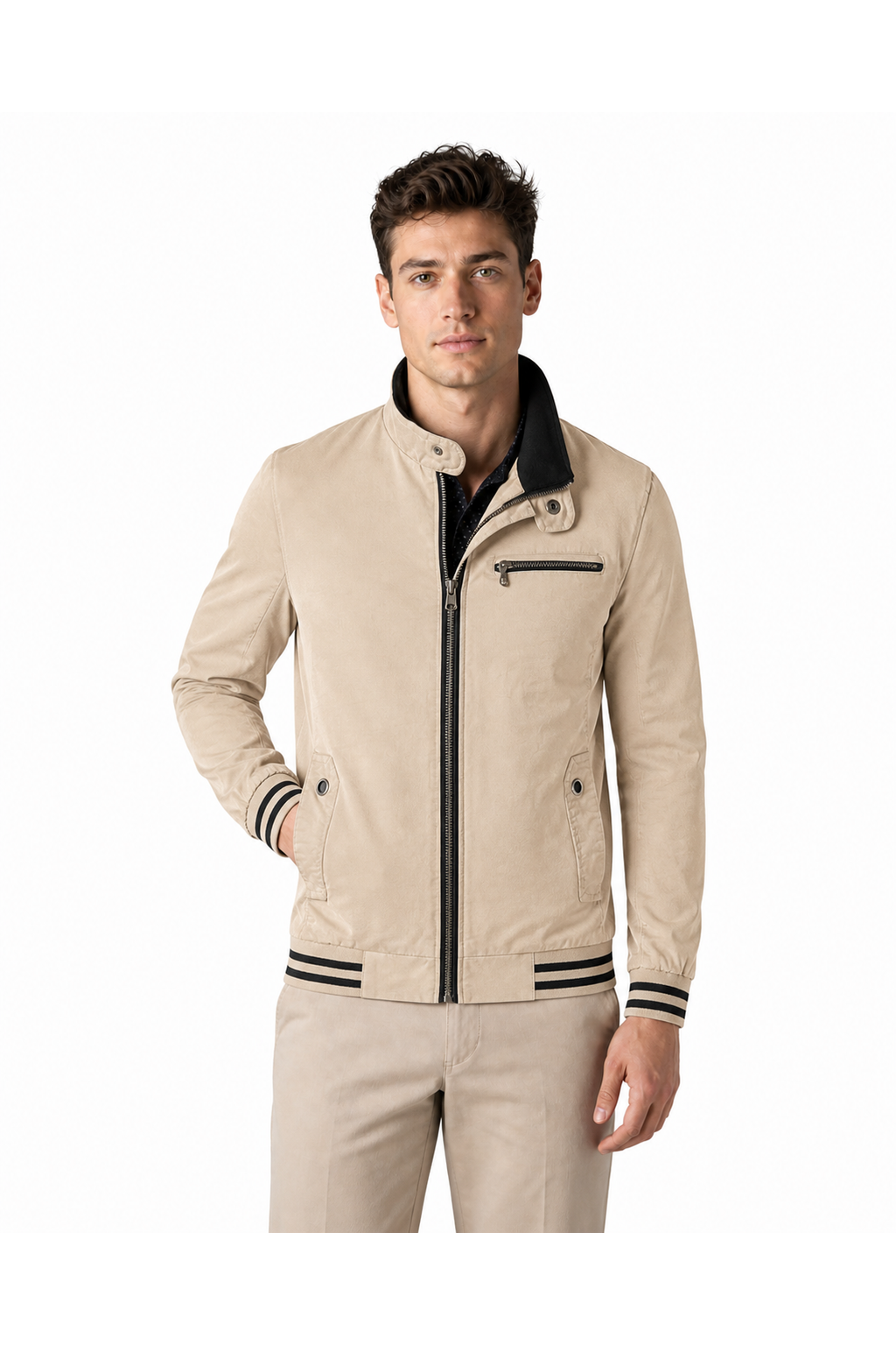Franklin | Classic Contrast-Trim Jacket - Beige - front - group 1