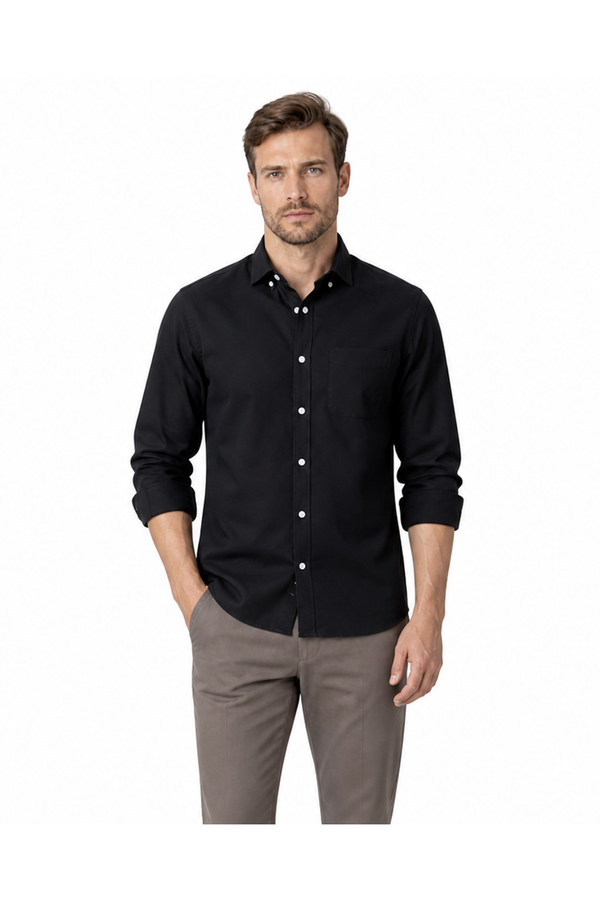 Martin | Slim-Fit Business Shirt - Black - front - group 1