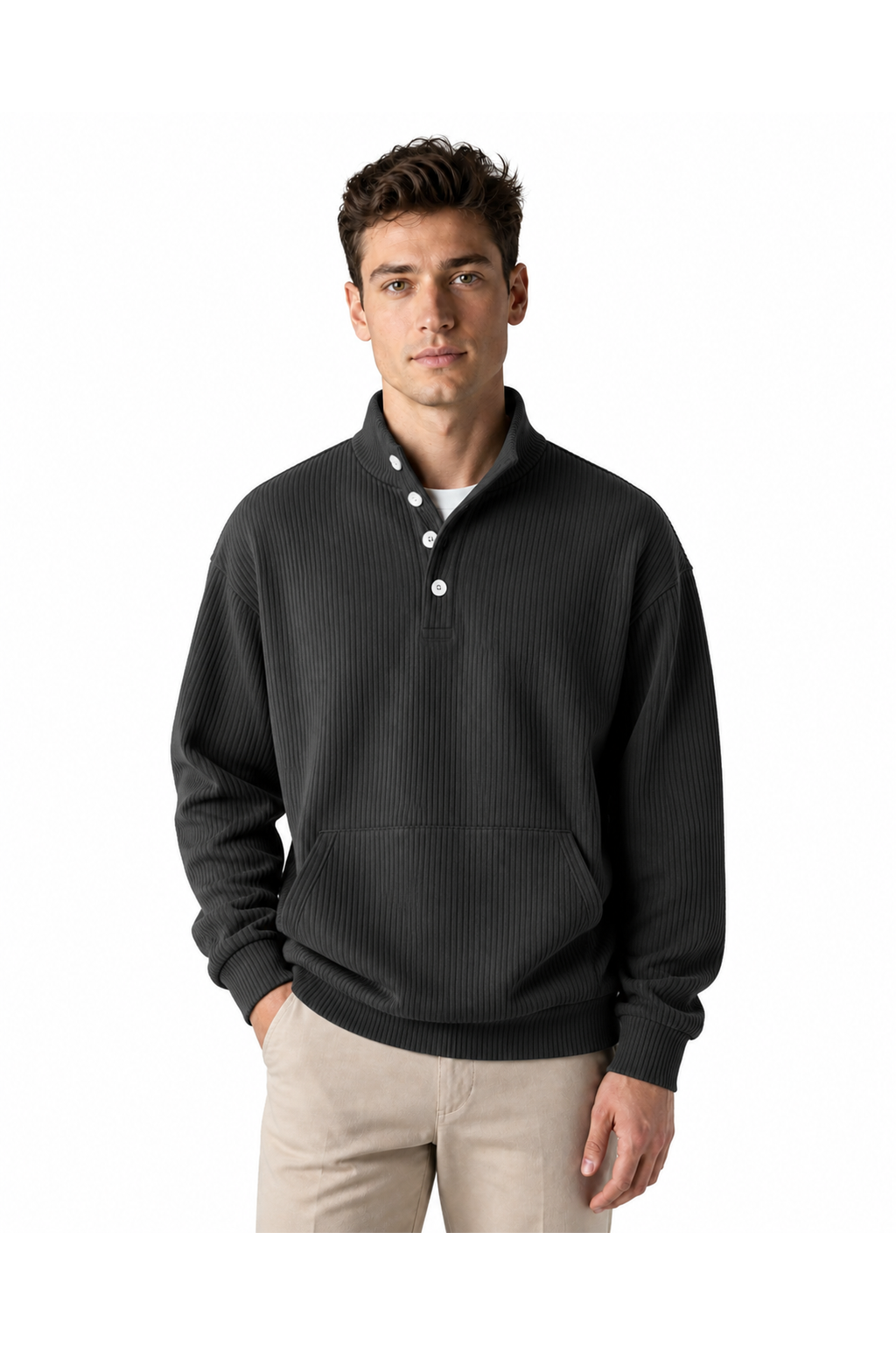 Archer | Relaxed Pocket Polo Sweatshirt - Black - front - group 1