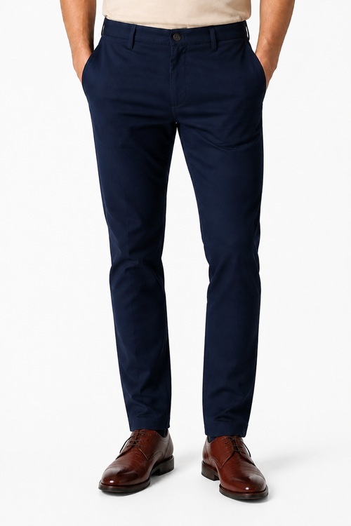 Men's Business Trousers Slim Fit Tailored Finish, Blue, front view