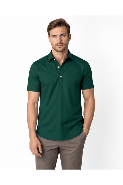Parker | Classic Button-Up Polo Shirt - Dark Green - front - group 1