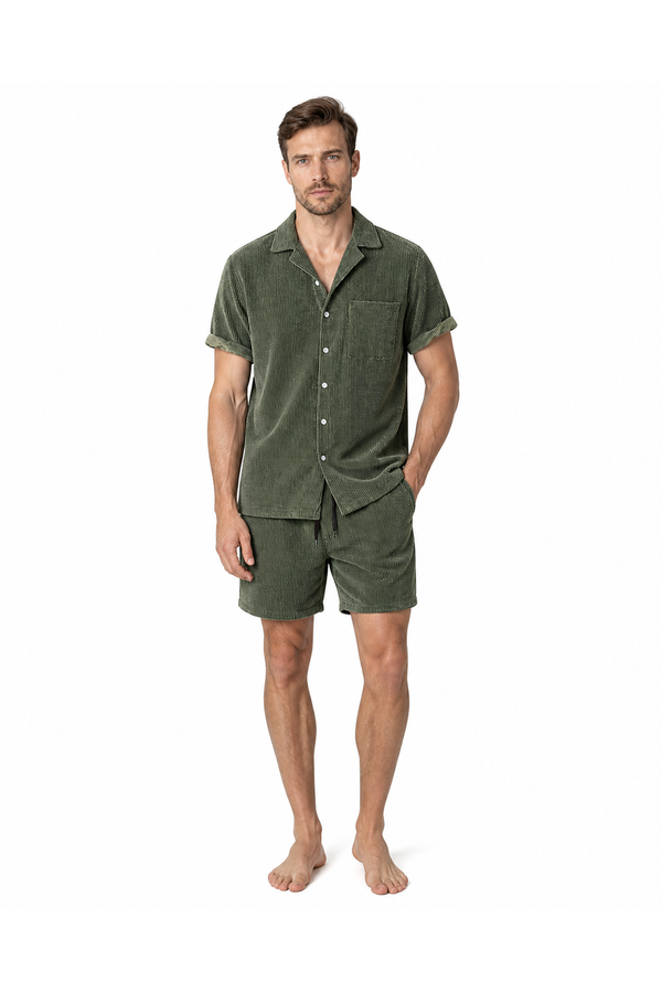 Sawyer | Corduroy Shirt and Shorts Set - Green - front - group 1