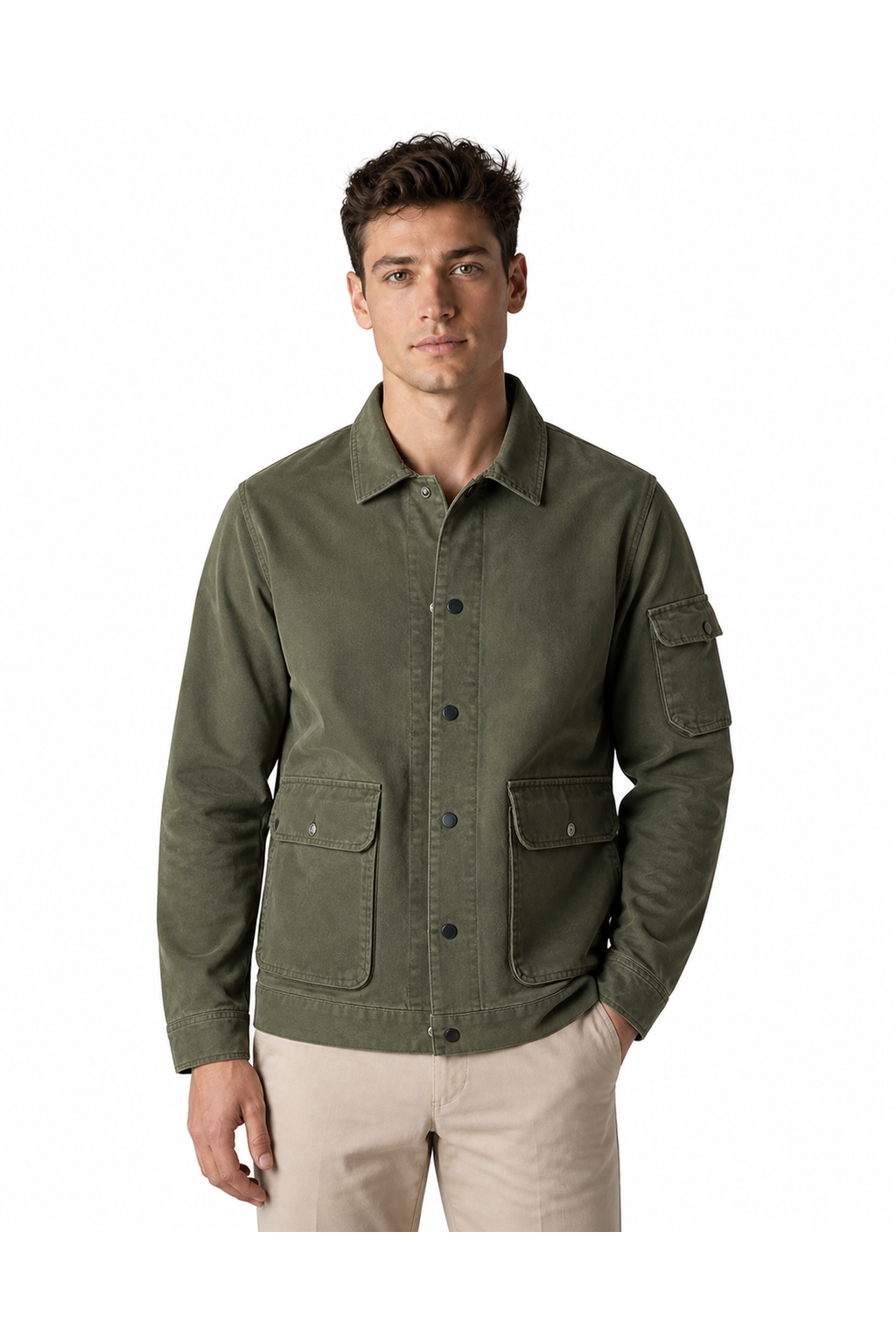 Cole | Casual Multi-Pocket Field Jacket - Green - front - group 1