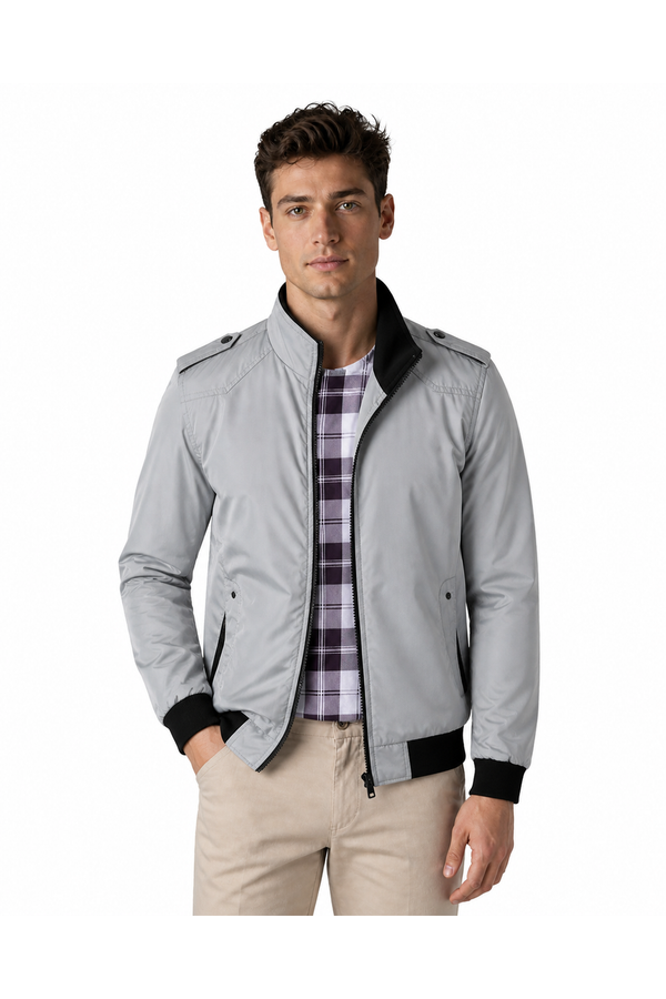 Grant | Classic Lightweight Bomber Jacket - Light grey - front - group 1