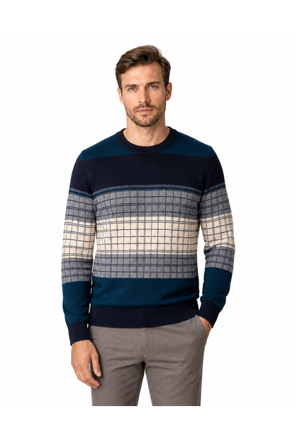 Reid | Geometric Crew-Neck Sweater - Milky white - front - group 1