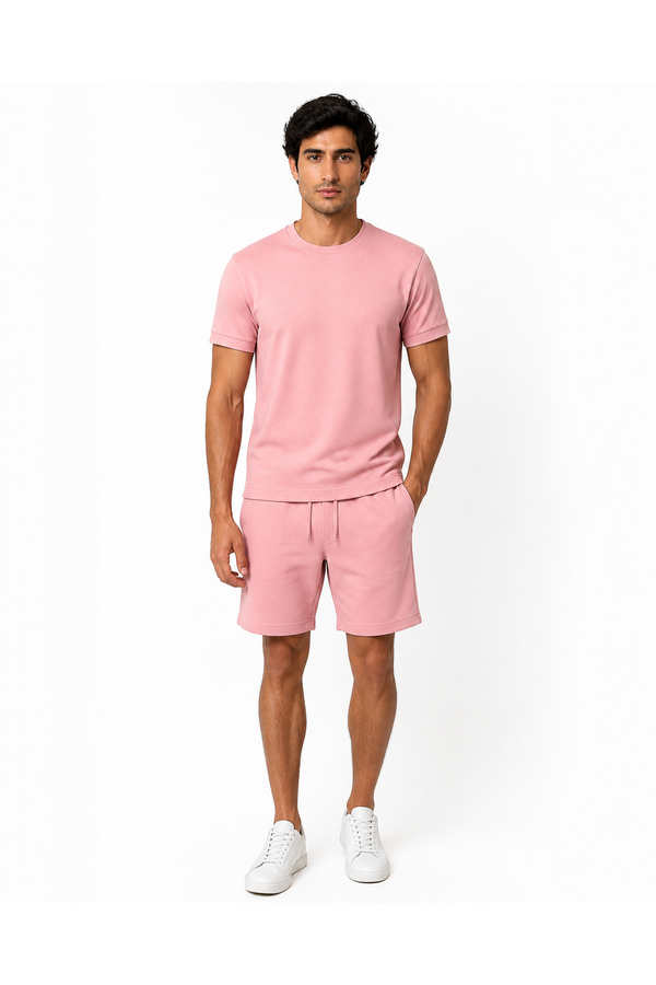 Rhett | Casual T-Shirt and Shorts Set - Pink - front - group 1
