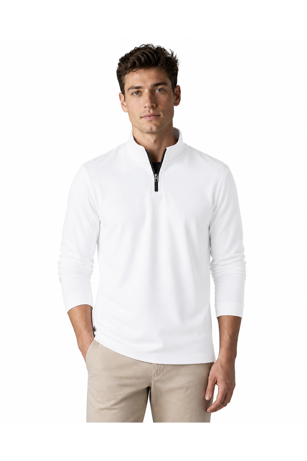 Maxwell | Performance Quarter-Zip Polo - White - front - group 1