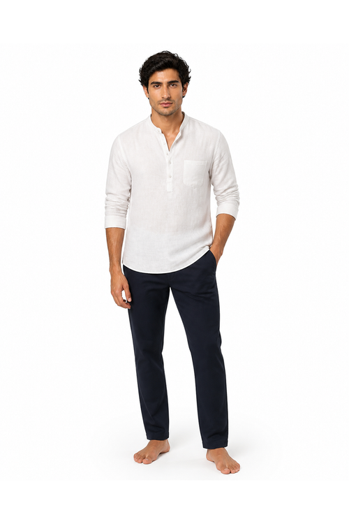 Howard | Textured Henley Shirt - White - front - group 1