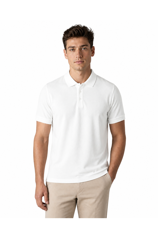 Samuel | Minimalist Knit Polo Shirt - White - front - group 1