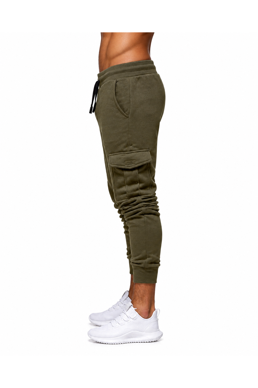 Maurice | Tapered Athletic Joggers - Army Green - side