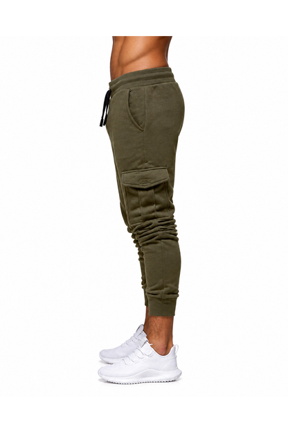 Maurice | Tapered Athletic Joggers - Army Green - side