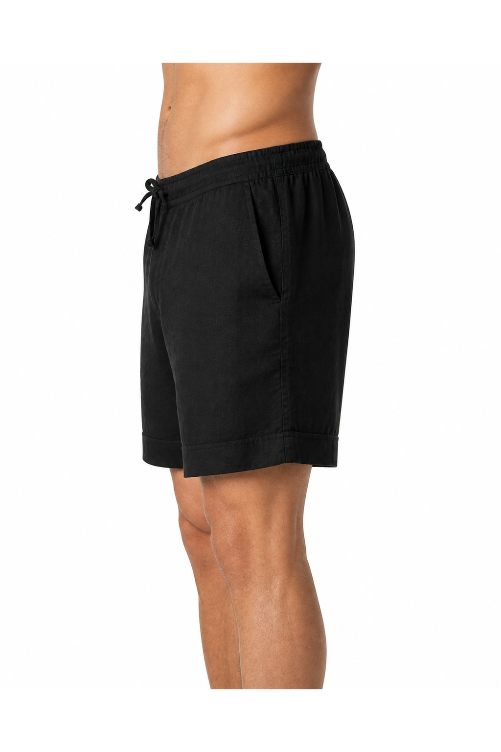 Jordan | Breathable Linen Drawstring Shorts - Black - side