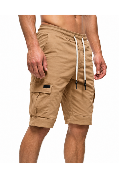 Cameron | Relaxed Cargo Sports Shorts - Khaki - side