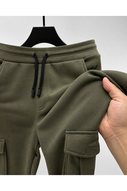 Maurice | Tapered Athletic Joggers - Army Green - fabric detail