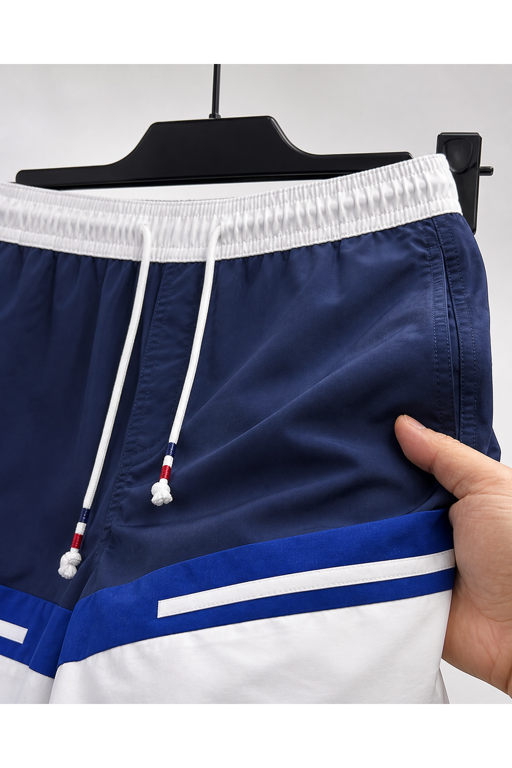 Brody | Colorblock Swim Shorts - Navy blue - fabric detail