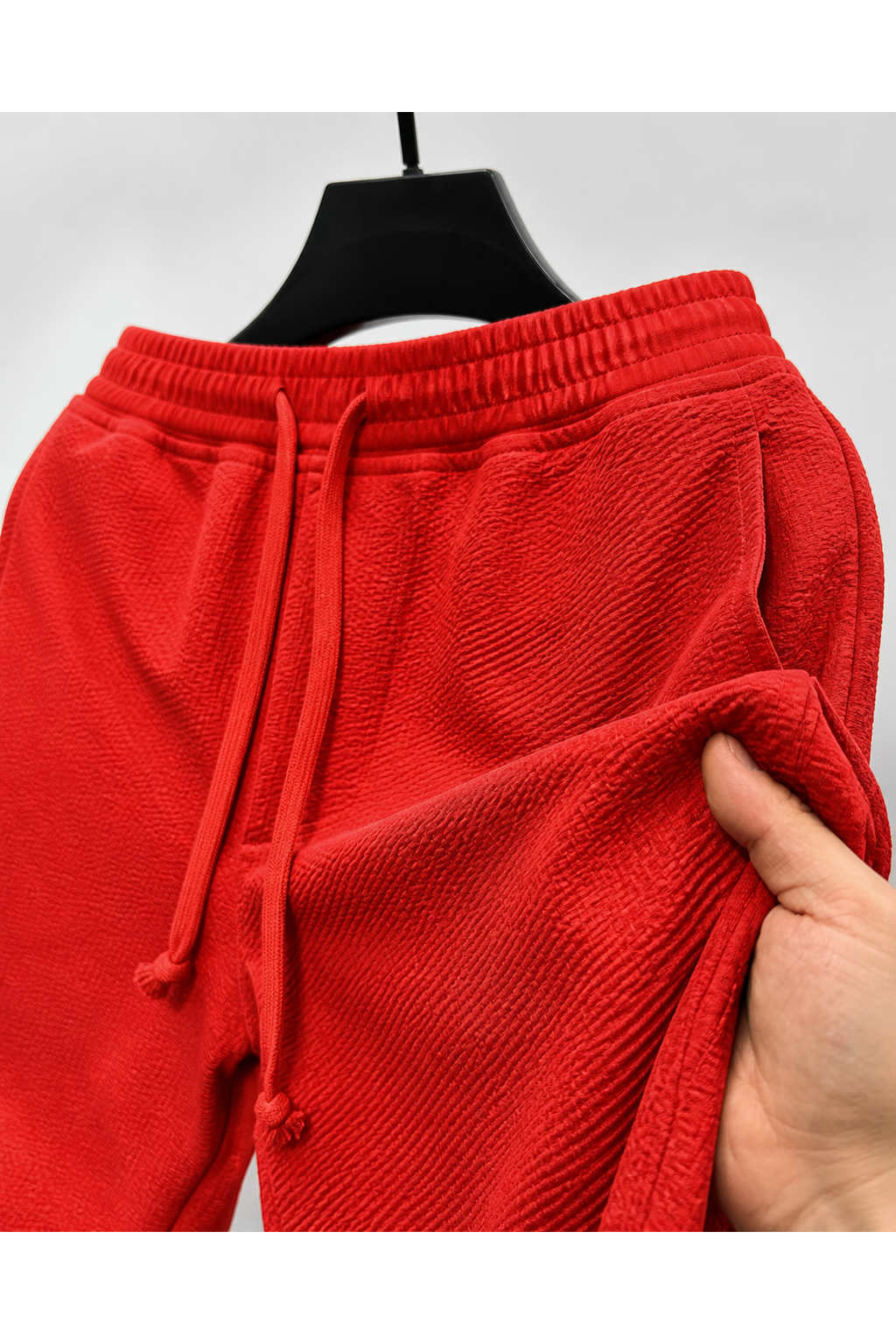 Cody | Casual Cotton Drawstring Shorts - Orange red - fabric detail