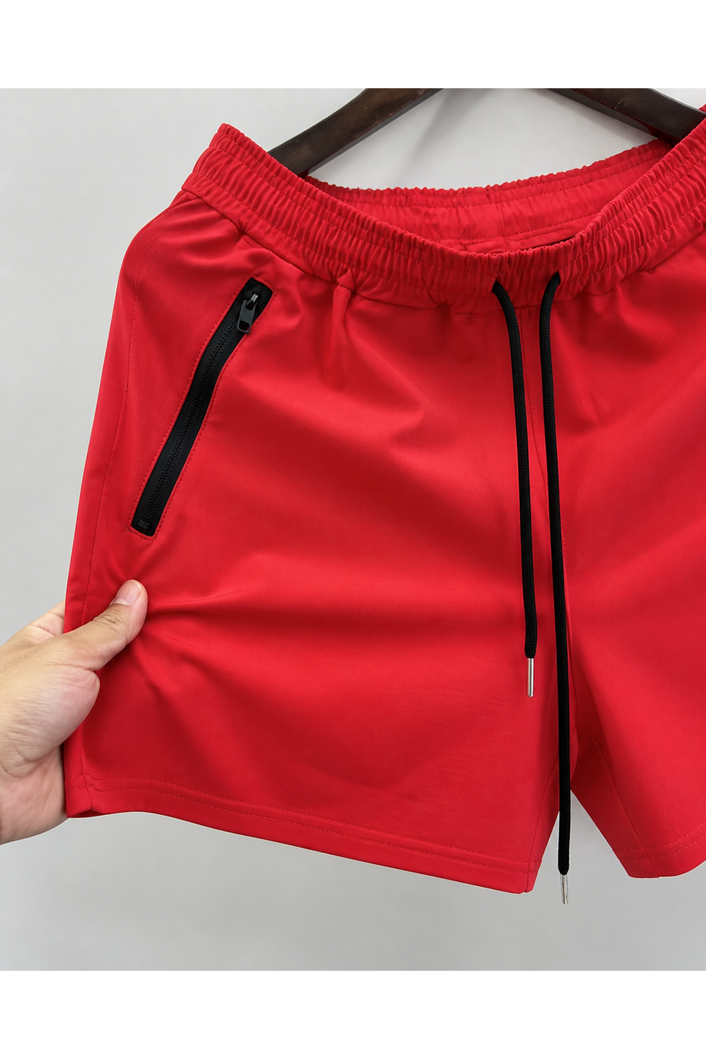 Zane | Lightweight Performance Shorts - Red - fabric detail