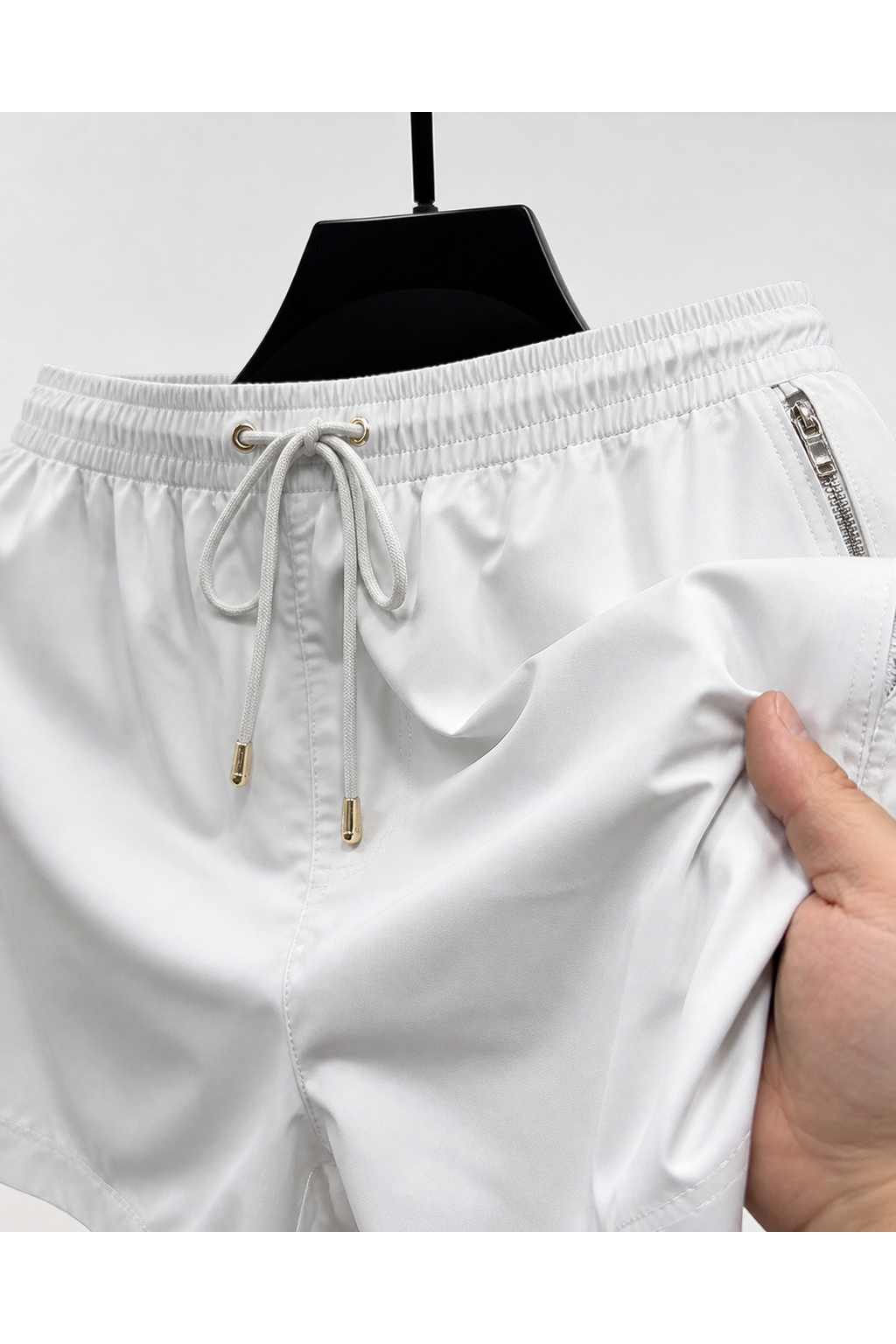 Jace | Quick-Dry Swim Shorts - White - fabric detail
