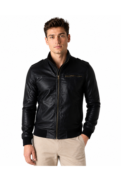 Hunter | Vintage Faux Leather Jacket - Black - front - group 2