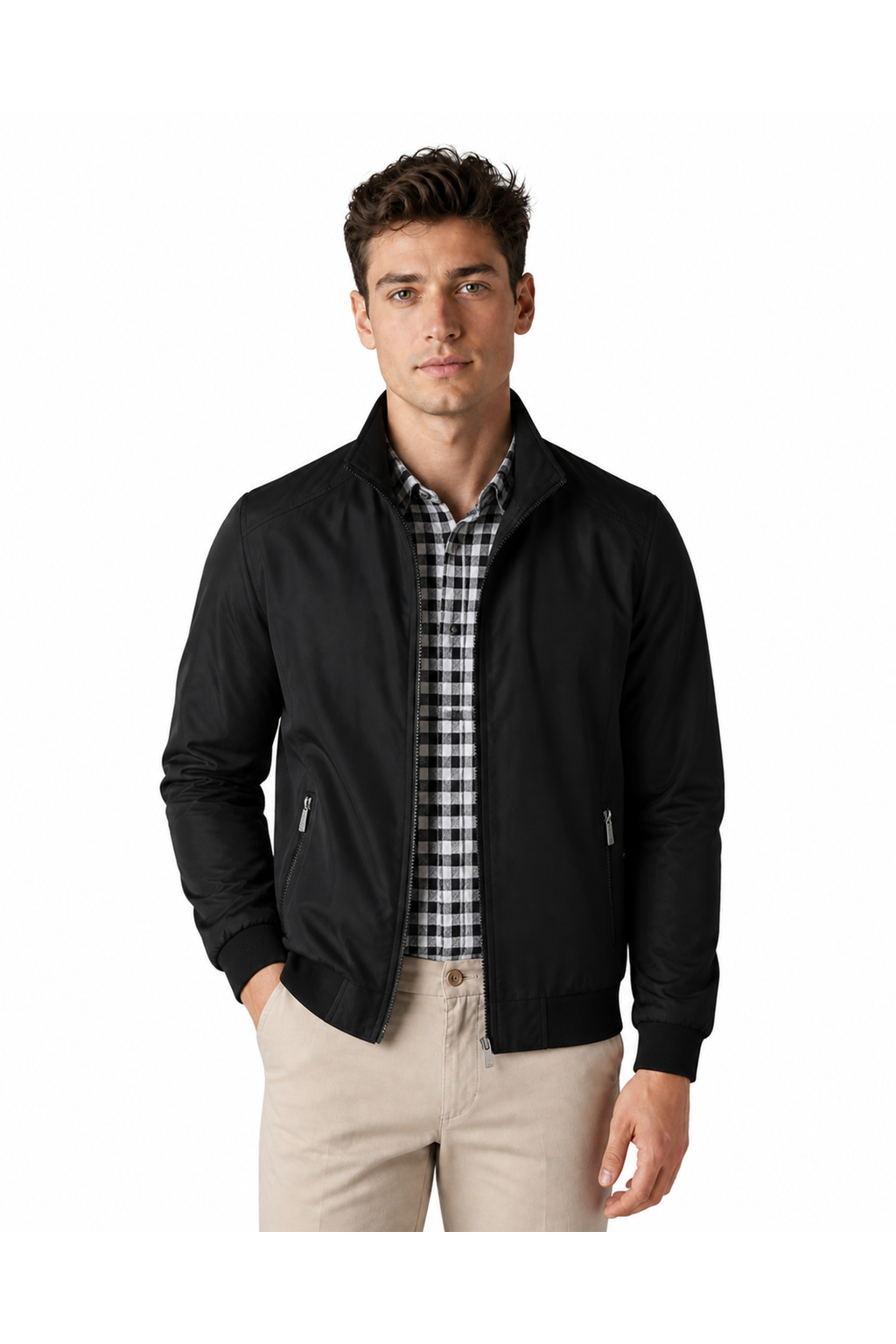 Grant | Classic Lightweight Bomber Jacket - Black - front - group 2