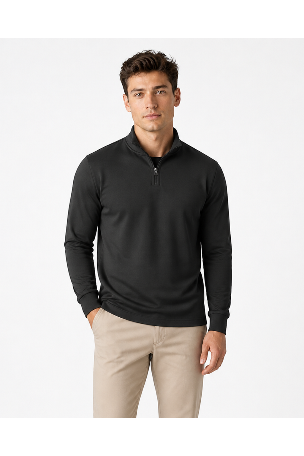 Maxwell | Performance Quarter-Zip Polo - Black - front - group 2
