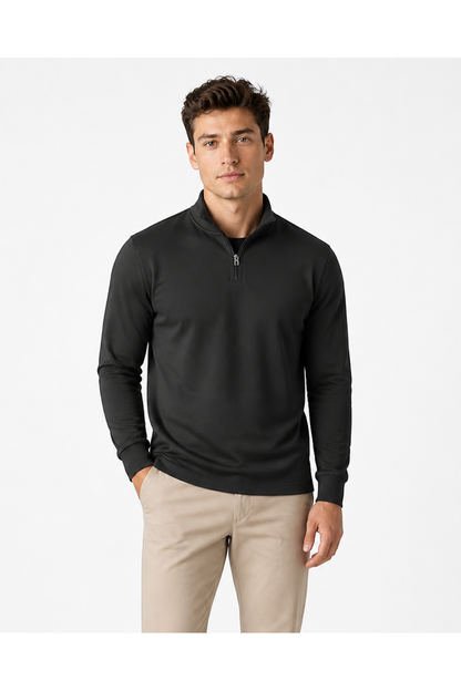 Maxwell | Performance Quarter-Zip Polo - Black - front - group 2