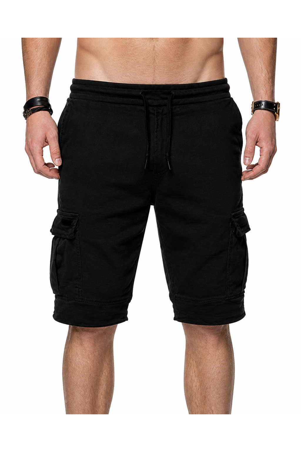 Cameron | Relaxed Cargo Sports Shorts - Black - front - group 2
