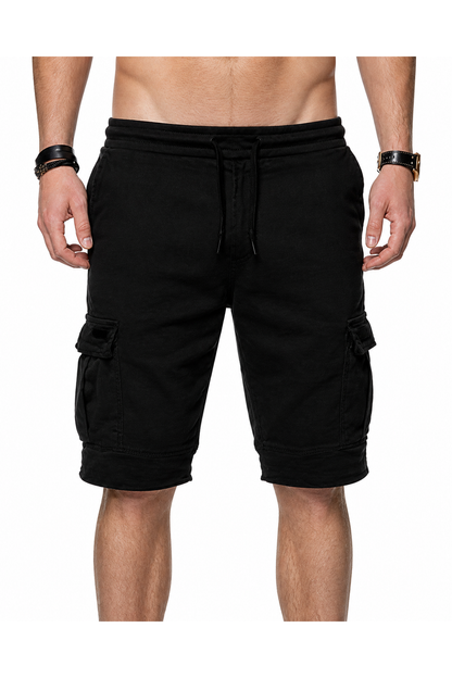 Cameron | Relaxed Cargo Sports Shorts - Black - front - group 2