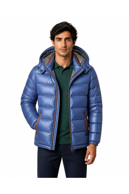 Hudson | Hooded Winter Puffer Coat - Blue - front - group 2