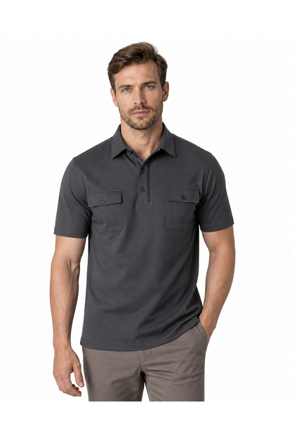 Wesley | Utility Pocket Polo Shirt - Dark Gray - front - group 2