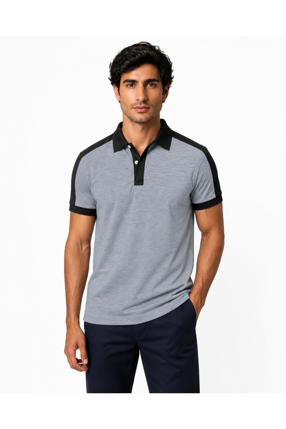 Preston | Contrast-Trim Business Polo - Gray - front - group 2
