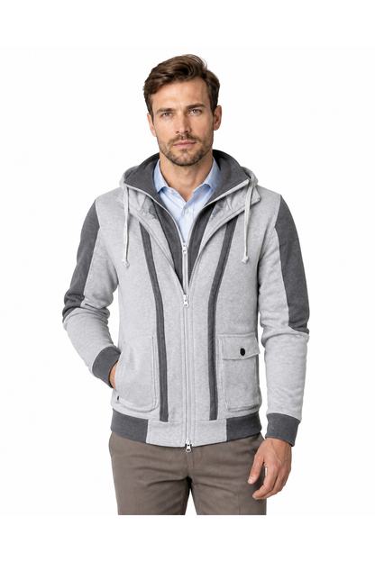 Patrick | Hooded Casual Field Jacket - Light Grey - front - group 2
