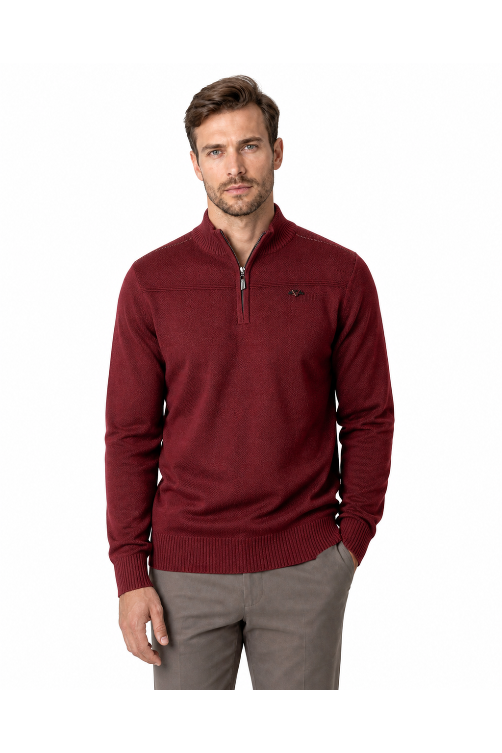 Emmett | Relaxed Quarter-Zip Sweater - Red - front - group 2
