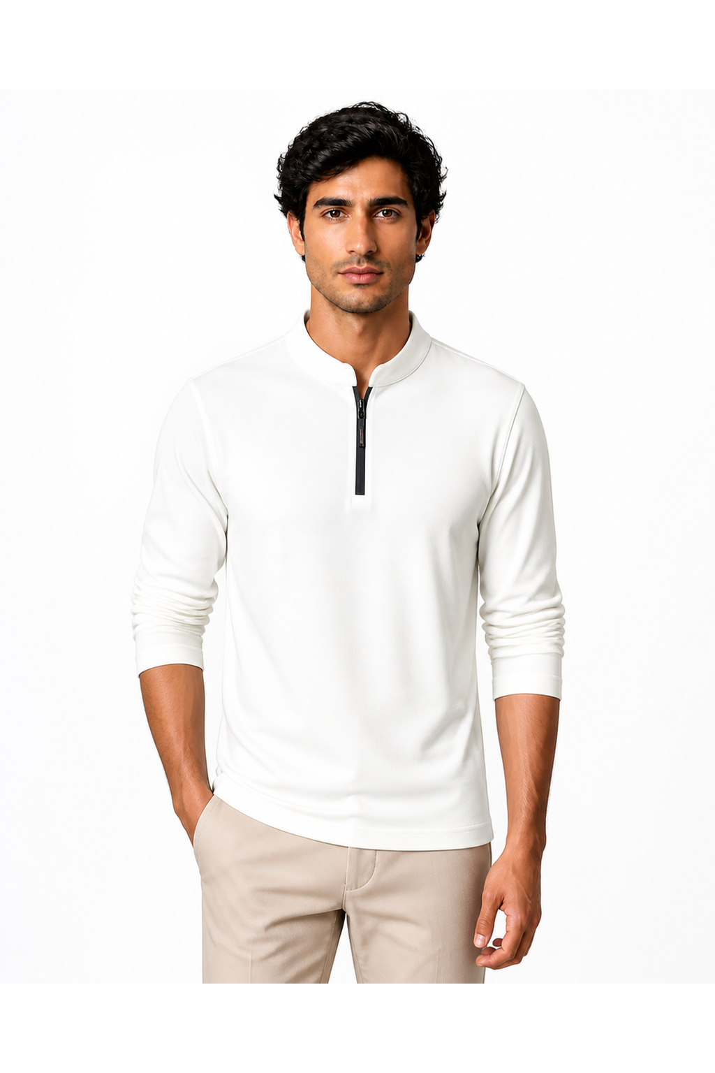 Connor | Sleek Stand-Collar Cotton Shirt - White - front - group 2