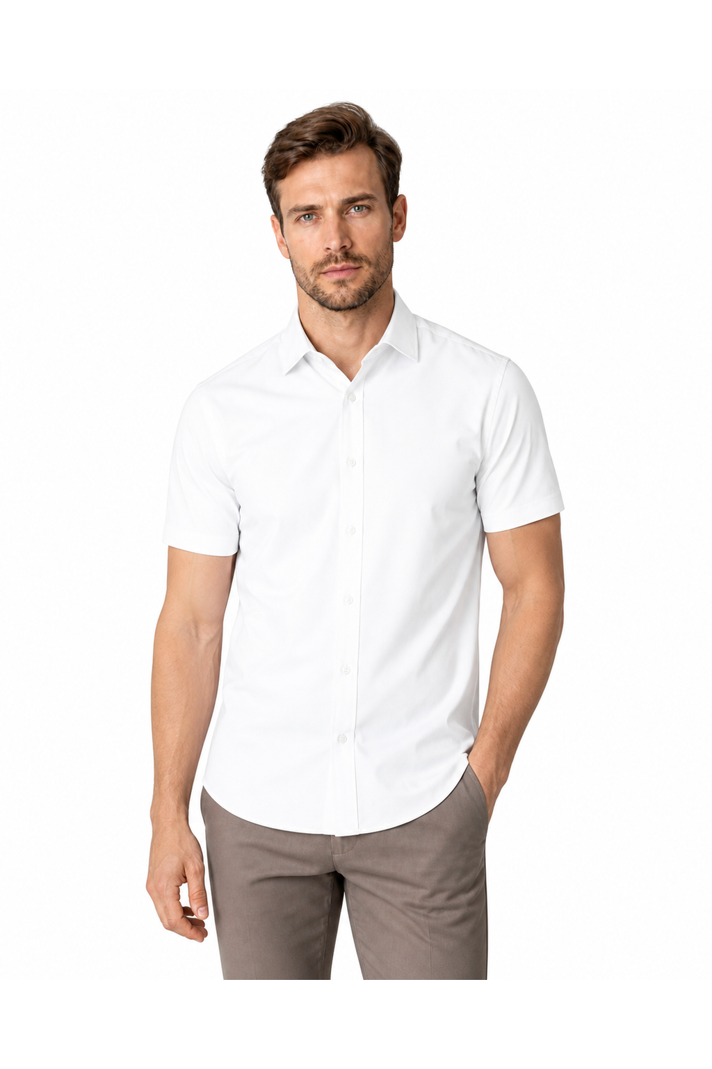 Parker | Classic Button-Up Polo Shirt - White - front - group 2