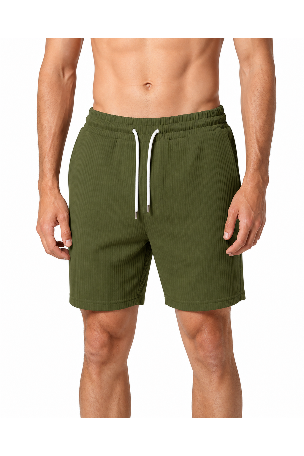 Tyler | Everyday Drawstring Shorts - Army Green - front - group 3