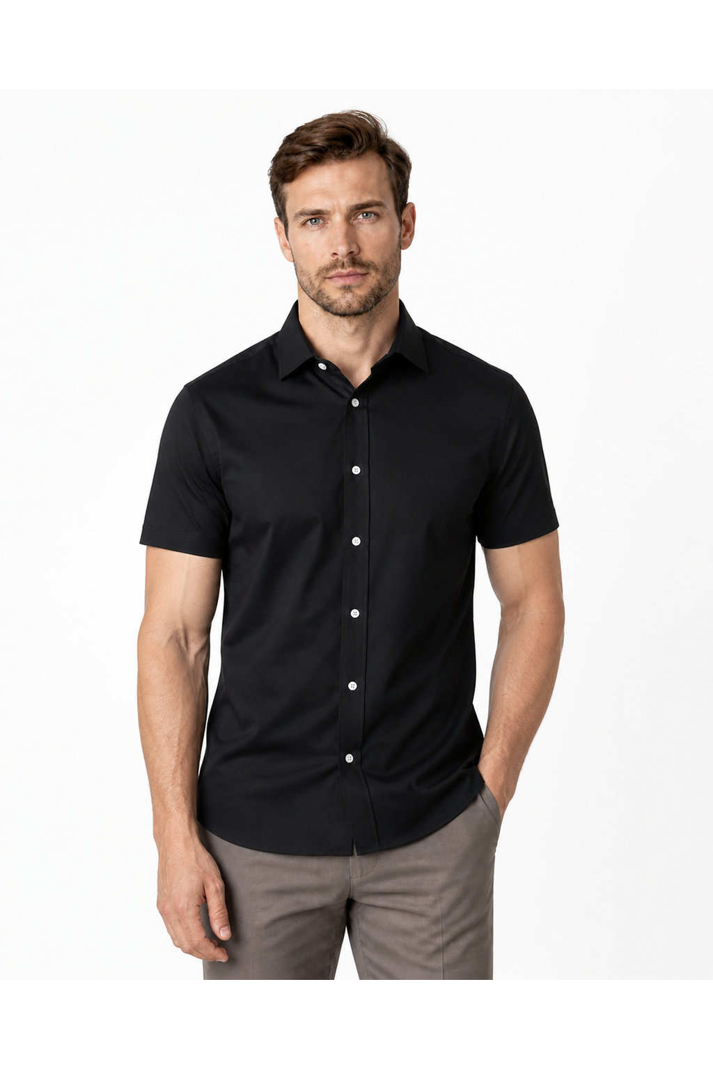 Parker | Classic Button-Up Polo Shirt - Black - front - group 3