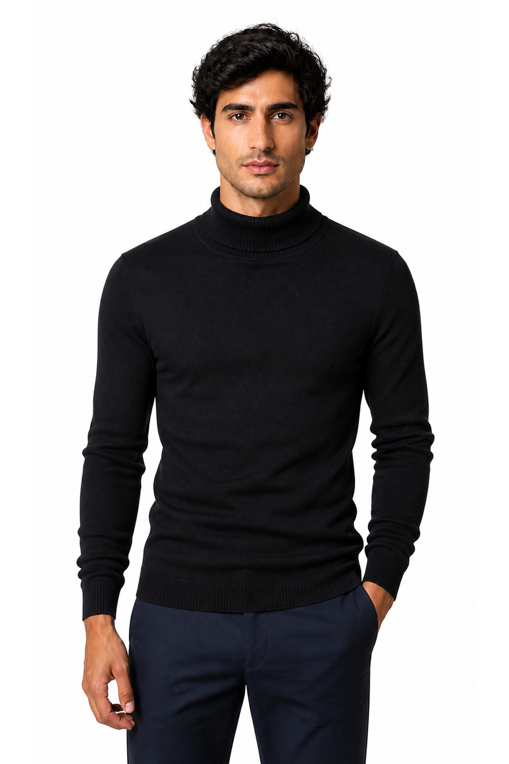 Caleb | Slim-Fit Turtleneck Sweater - Black - front - group 3