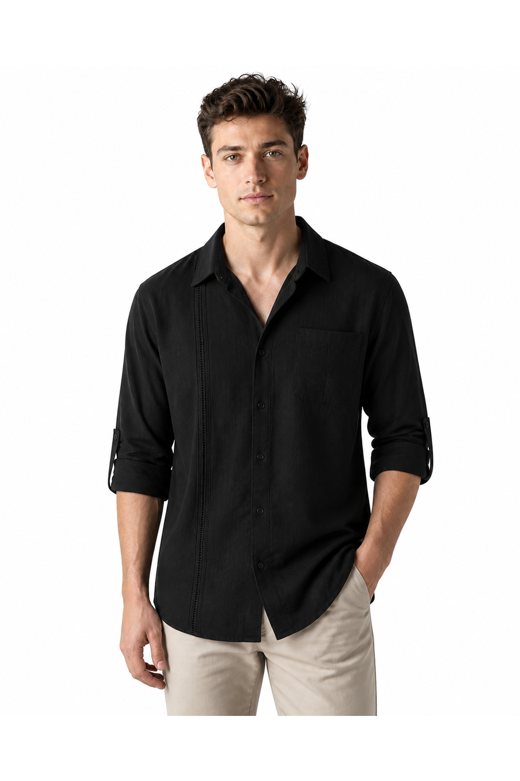 Leonard | Relaxed Pocket Button-Up Shirt - Black - front - group 3