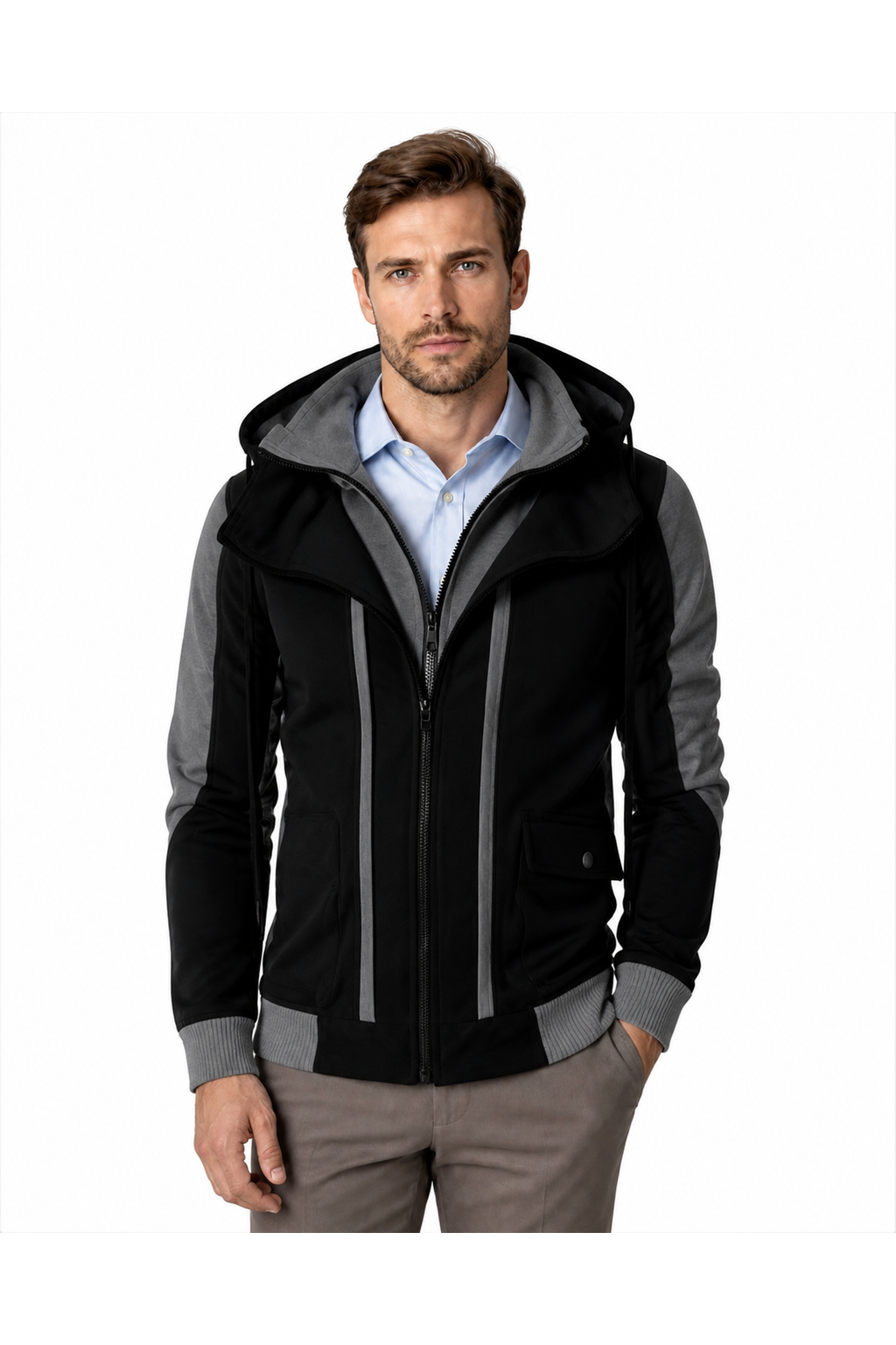 Patrick | Hooded Casual Field Jacket - Black - front - group 3