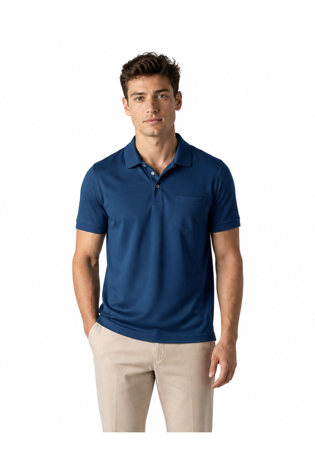Xavier | Sleek Chest-Pocket Polo - Dark Blue - front - group 3