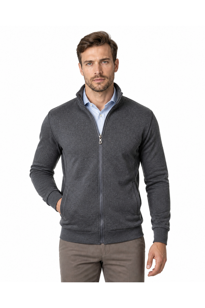 Bryce | Minimalist Zip-Up Hoodie - Dark grey - front - group 3