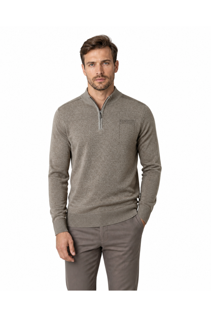 Emmett | Relaxed Quarter-Zip Sweater - Khaki - front - group 3