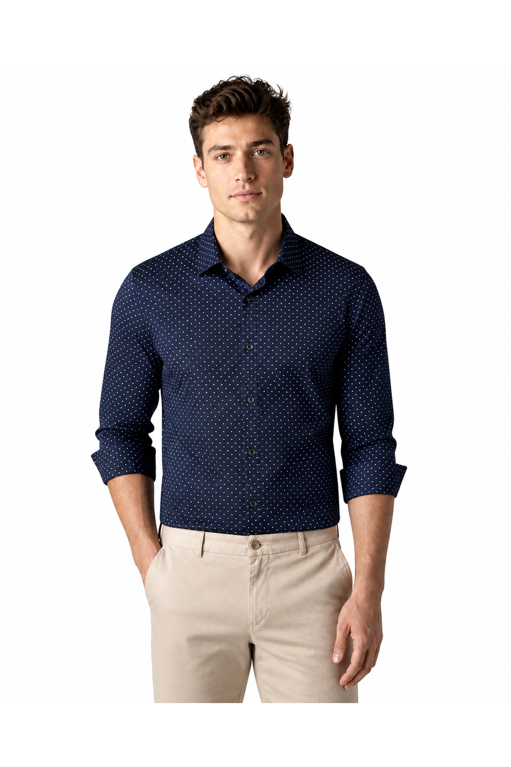 Spencer | Polka-Dot Dress Shirt - Navy Blue - front - group 3